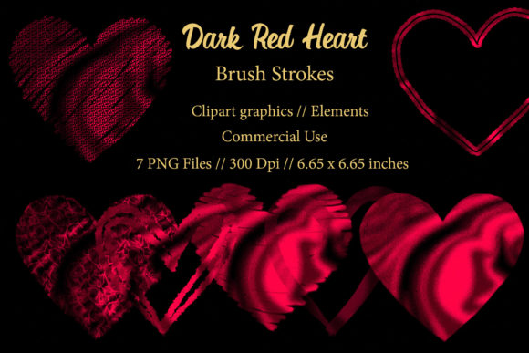 Evaluating Dark Red Heart Brush Strokes for Professional and DIY Design Projects