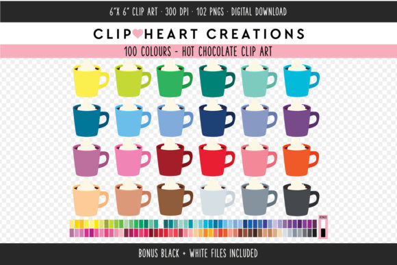 Hot Chocolate Clip Art: 100 Colors for Design