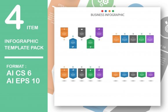 Unlocking Visual Potential with a Versatile Infographic Template Set Featuring 4 Distinct Designs